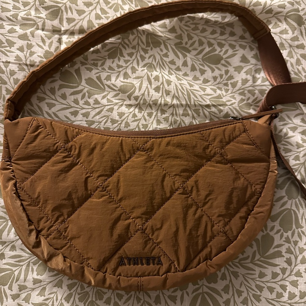 Athleta Brown Quilted Shoulder Bag